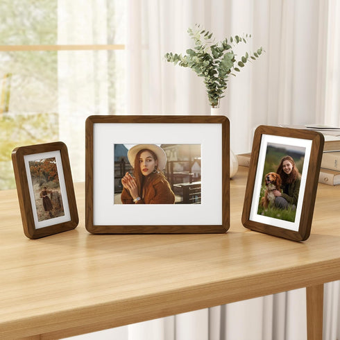 5x7 3 Pack, 5 7 4x6 5x7 Fun Memories Picture Frame USA-Sourced Walnut Wood Photo Frames with Plexiglass, Handcrafted