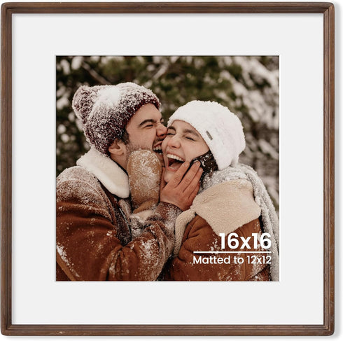 Axeman 16x16 Natural Solid Oak Wood Picture Frame with 12x12 Mat, Premium