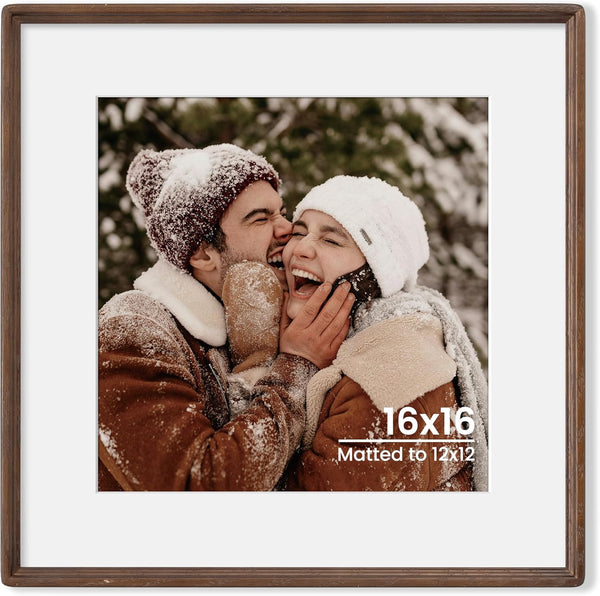 Axeman 16x16 Natural Solid Oak Wood Picture Frame with 12x12 Mat, Premium