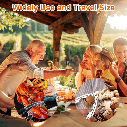 8Pcs Nut Crackers, Multi-Purpose Stainless Steel Seafood Pecan Cracker, Non-slip Handle Walnut Cracking Tools (Black)