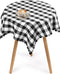 Buffalo Plaid Tablecloth 35 ? 35" - Black and White Checkered, Machine Washable Polyester, Waterproof, Durable for