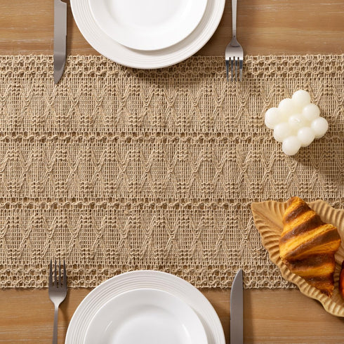 Summer 12x72 inch Socomi Boho Table Runner Farmhouse Burlap Jute Bamboo Rustic Dining Kitchen Centerpiece Decor Small