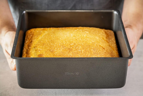 MasterClass 25 cm Deep Cake Tin, 10 Inch Square Pan, PFOA Non Stick, 1 mm Carbon Steel
