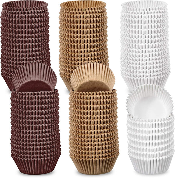 1000 Count Cupcake Liners for Baking, Bulk Paper Cupcake Wrappers, Muffin Baking Paper Cups for Candy Cooking (Brown