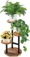 VECELO 3 Tier Plant Stand Indoor Outdoor, Tall Metal Wood Flower Shelf