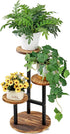 VECELO 3 Tier Plant Stand Indoor Outdoor, Tall Metal Wood Flower Shelf