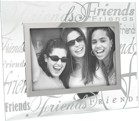 Malden International Designs Friends Picture Frame, 4x6, Mirrored Glass with Silver Metal Inner Border, Clear
