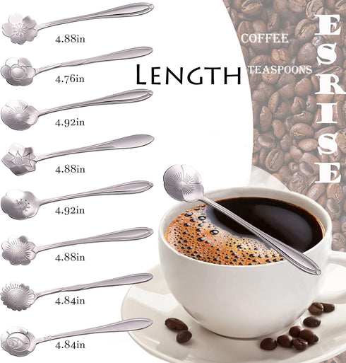 16 Pcs Teaspoon Tea Spoons, ESRISE Stainless Steel Cute Coffee Spoon for Tea Party Decorations (Silver)