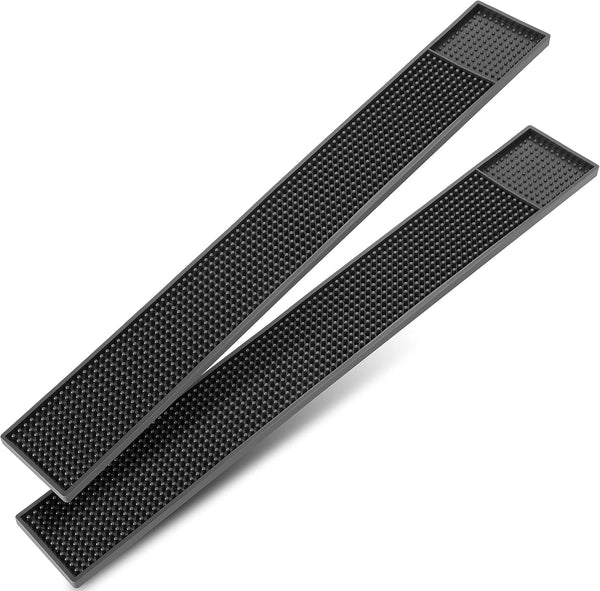 Facmogu 2PCS Rubber Bar Mats - 24x3" Coffee Bar Countertop Spill Mats, Non-Slip Heat Resistant Tabletop Protection Mat