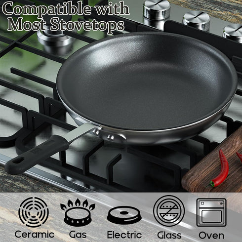 Cooks Standard 8-Inch Professional Aluminum Nonstick Fry Pan, Heavy Duty Skillet Pan, Durable Woks, Metallic