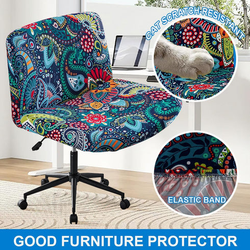 Levoberg Armless Armless #3 Criss Cross Office Desk Chair Cover Slipcovers Printed Vanity Desk Chair Covers Cross