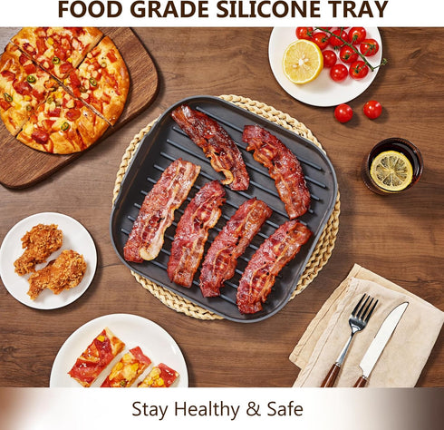 Large Grey Silicone Bacon Cooker for Microwave - Perfect for Crispy Bacon