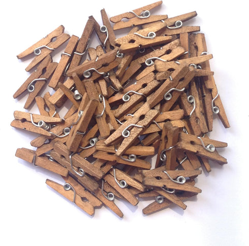 LWR CRAFTS Wooden Mini Clothespins, 200 Per Pack, 1" (Jacobean)