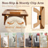 Acacia Wood Couch Armrest Table,Sofa Arm Tary Table for Living Room,Sofa Armrest Tray with Rotated Phone Holder,Clip on