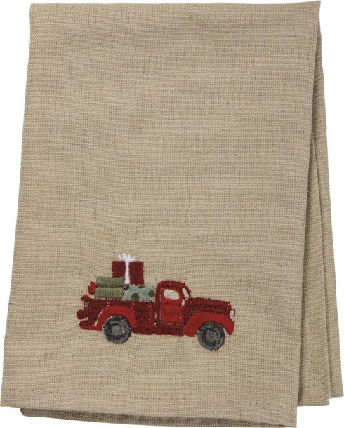 Primitives by Kathy Stitch Art Dinner Napkins Set - Truck with Christmas Tree