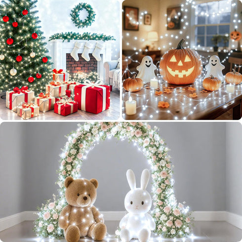4 Pack 33FT 100LED 8 Dimmable litogo Fairy Lights Battery Operated with Timer, Twinkle String Lights USB-C Powered