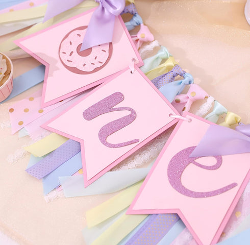 Agkvw 1st Donut High Chair Banner for Birthday - Sweet One Cake Smash Decorations, Grow Up Theme