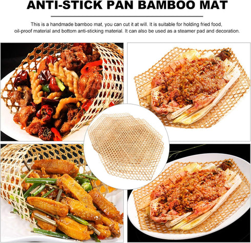 Hemoton Bamboo Mesh Pad Round Woven Placemats, Heat Insulation Dish Mat
