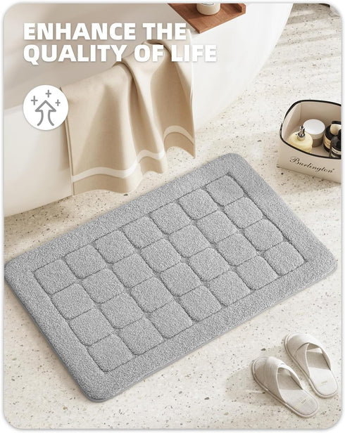 Color&Geometry Gray Bathroom Rugs, Non Slip Washable 17"x30" Luxury Absorbent Bath Mats for Bathroom