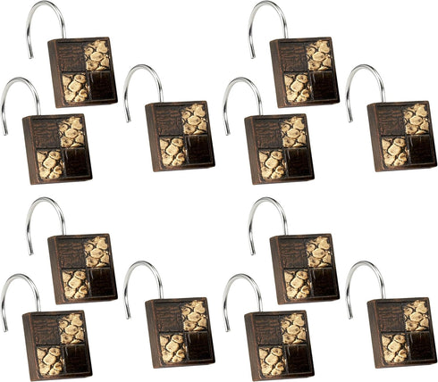 Popular Bath 713176 Shower Curtain Hooks, Zambia Collection, Set of 12, Animal Print/Beige