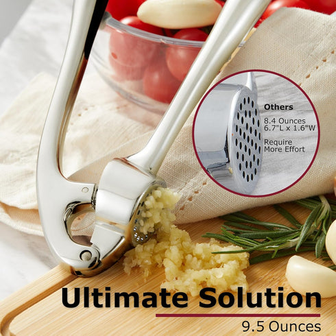Kitessensu High Effective Garlic Press With Studs, Heavy Duty Garlic Mincer, Easy to Squeeze and Clean, Rust Proof
