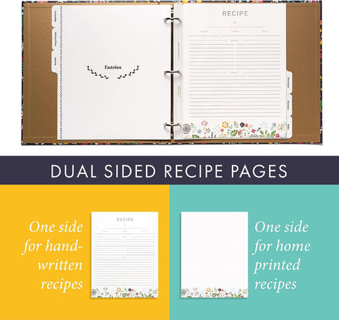 Jot & Mark Recipe 3 Ring Binder 8.5x11: Full-Page with Clear Sleeves for Family Recipes