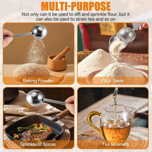 vriysei 1 304 (1) Flour Duster for Baking, PCS Flour Sifter for Baking Powdered Sugar Shaker Duster, Stainless Steel
