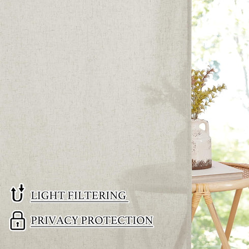 RYB HOME Natural Linen Blended Door Curtain, Privacy French Door Curtain, W 34 x L 69 in, 1 Pc