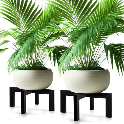 Wenqik 2 Pack 16 Inch Wood Plant Stand Wooden Plant Pot Holder