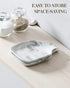 MALACASA Large Spoon Rest, Marble Grey Porcelain Holder for Kitchen Counter, Utensils Rests for Spatula, Ladle, Tongs