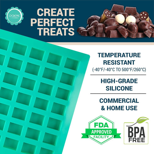 O'Creme Rectangle Caramel Candy Silicone Mold - For Chocolate Truffles, Ganache, Jelly, Candy and Praline