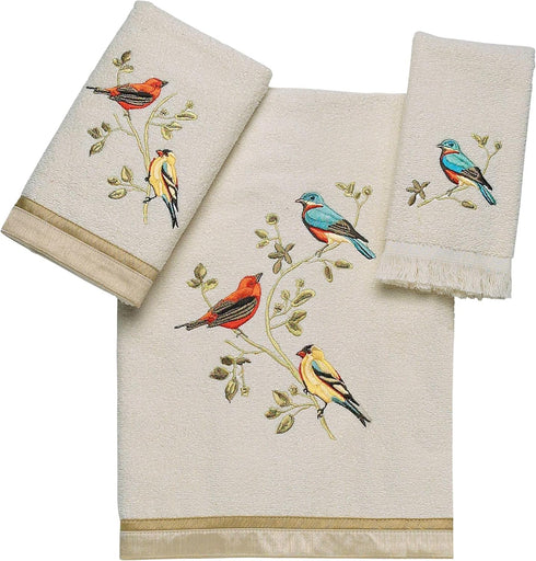 Avanti Linens Fingertip Towel, Soft & Absorbent, Gilded Birds Collection, Nature Inspired Bathroom Decor