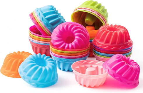 R HORSE 42Pcs Silicone Baking Molds, Pumpkin Silicone Cups, Non-Stick Muffins Mould, Reusable Cupcake Wrapper Molds