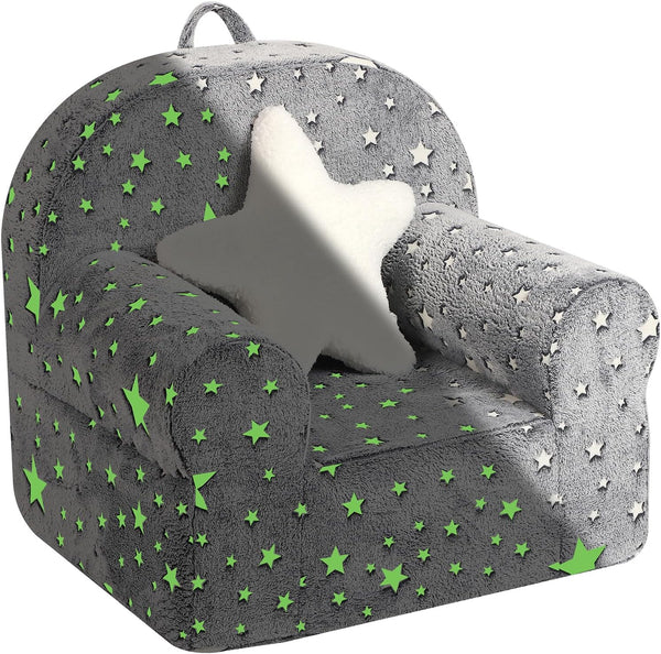 MOMCAYWEX Little Star Kids Sofa with Star Throw Pillow, High Back Toddler