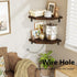 Set 2 Alsonerbay Corner Shelf Wall Mount, of Floating Corner Shelves with Cord Hole, Rustic Wood Shelves for TV