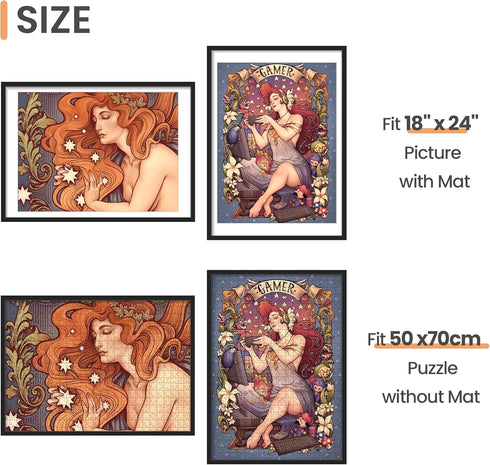 19.7x27.6 18x24in 50x70cm 1000 1 Pack upsimples Puzzle Frame, Display with Mat or Without, Wall Hanging Pieces Puzzles