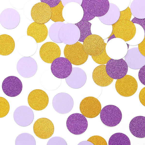 White Purple-Gold Party Decorations Confetti - 300pcs Glitter Graduation Mothers Day Table Confetti for Woman Girl