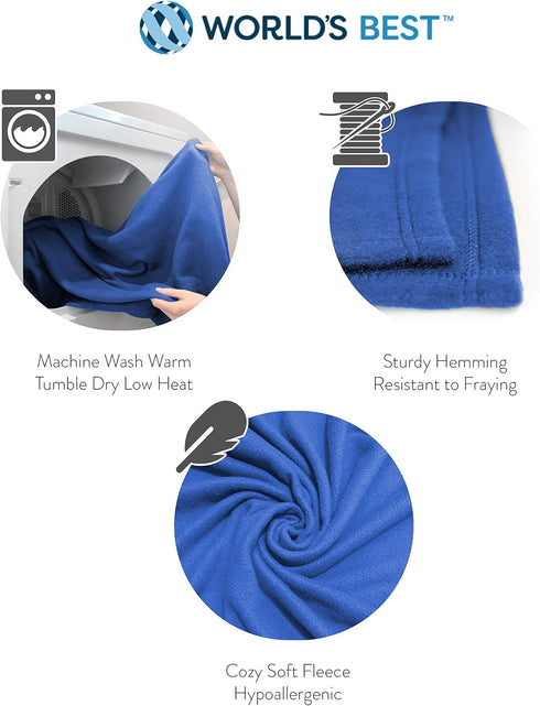 Cozy-Soft Microfleece Travel Blanket, Royal Blue, 50x60 Inch, Lightweight, Compact