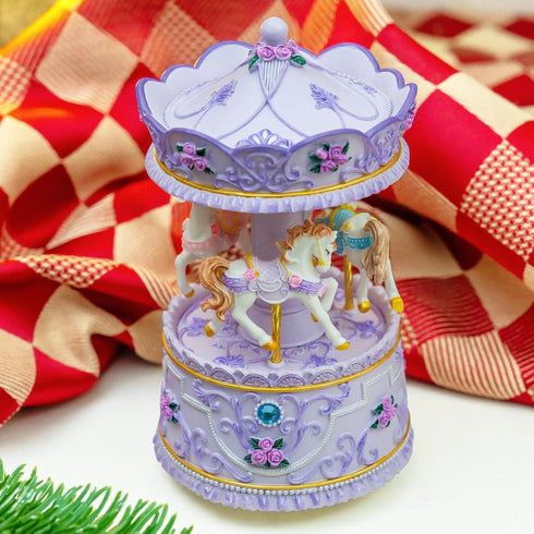 Carousel Horse Music Box for Girls, Purple Musical Box for Women Kids Wife Mom Daughter Birthday Anniversary Valentine
