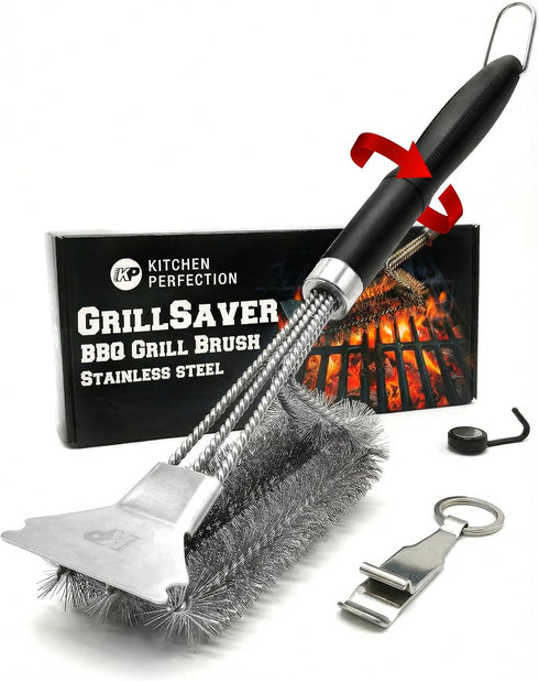 KITCHEN PERFECTION GrillSaver - Safe BBQ Grill Brush for Outdoor Grill with