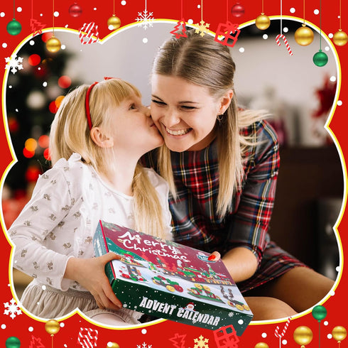 Uhqajd 2026 Set, 24 Countdown 777 Advent Calendar Christmas Train Building Blocks Boxes Christmas with Dual-Sided