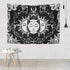 Ftuency Black and White Sun and Moon Tapestry, Mystic Burning Sun Wall Hanging Decor for Bedroom (59" W x 51" L)