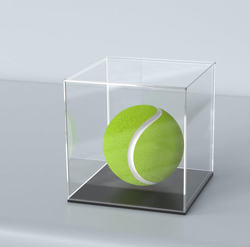 Acrylic Display Case, 4x4x4 Inch Cube Acrylic Boxes for Display, Clear Display Cases with Matte Black Base and Single-Piece Acrylic Box for Softball Collectibles Figurines Mini Figures
