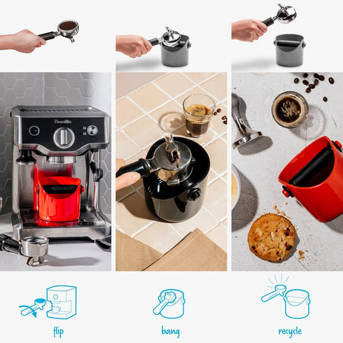 Dreamfarm Grindenstèin Compact Espresso Coffee Grind Knock Box - Silver