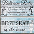 Jetec 2 Pieces Funny Bathroom Pictures Wall Sign Decor - Rustic Farmhouse Bathroom Rule Wall Art
