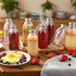 9 oz 6 Pack Glass Milk Bottles with Lids, Reusable Juice Bottle, Drinking Jars Container for Homemade Juicing