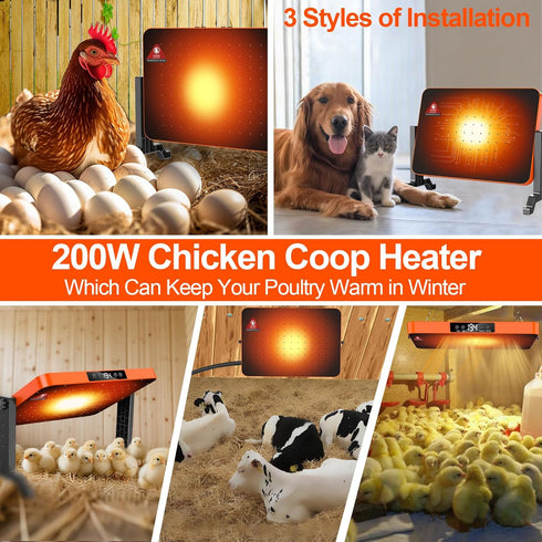 LQTTEK Heater,200 24 Chicken Brooder Watts Smart Chicken Coop Heater with Overheating Protection,Poultry Brooder