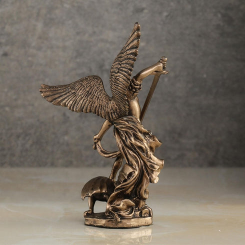 Veronese Design 4 Inch Archangel Saint Michael Figurine, Hand Painted Bronze Finish