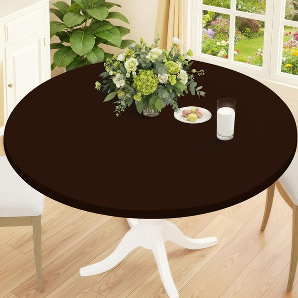 Smiry Round Spandex Tablecloth, Elastic Fitted Washable Tablecloths for 36"-44" Tables, Waterpoof