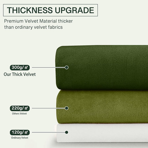 90 inches W52 L90, 2 StangH Sage Green Velvet Curtains Long, Living Room Thermal Insulated Sliding Door Curtains
